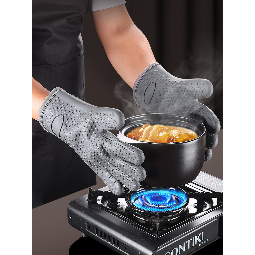 Luvas de isolamento térmico Anti-escaldante Silicone Cozinha Antiderrapante Isolamento térmico Forno Steamer Baking Luva