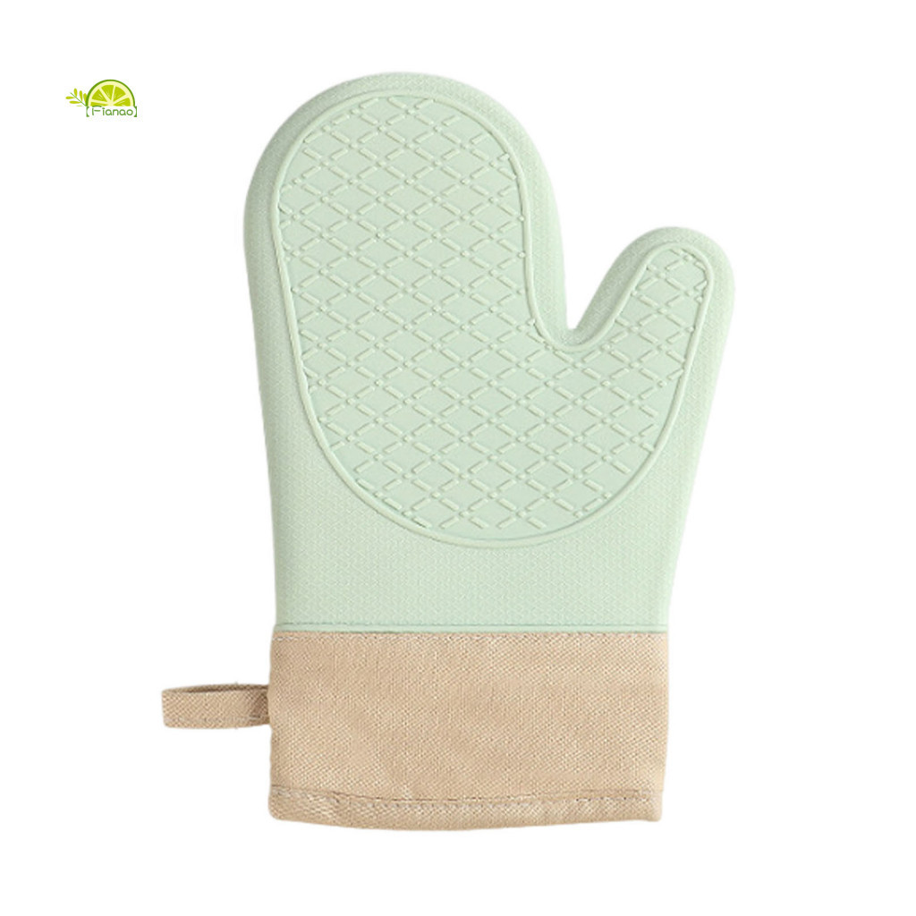 Heavy Duty Oven Gloves Microwave Baking Non-slip Silicone Mitts with Cotton Lining Heat Resistant for Grilling and Air F