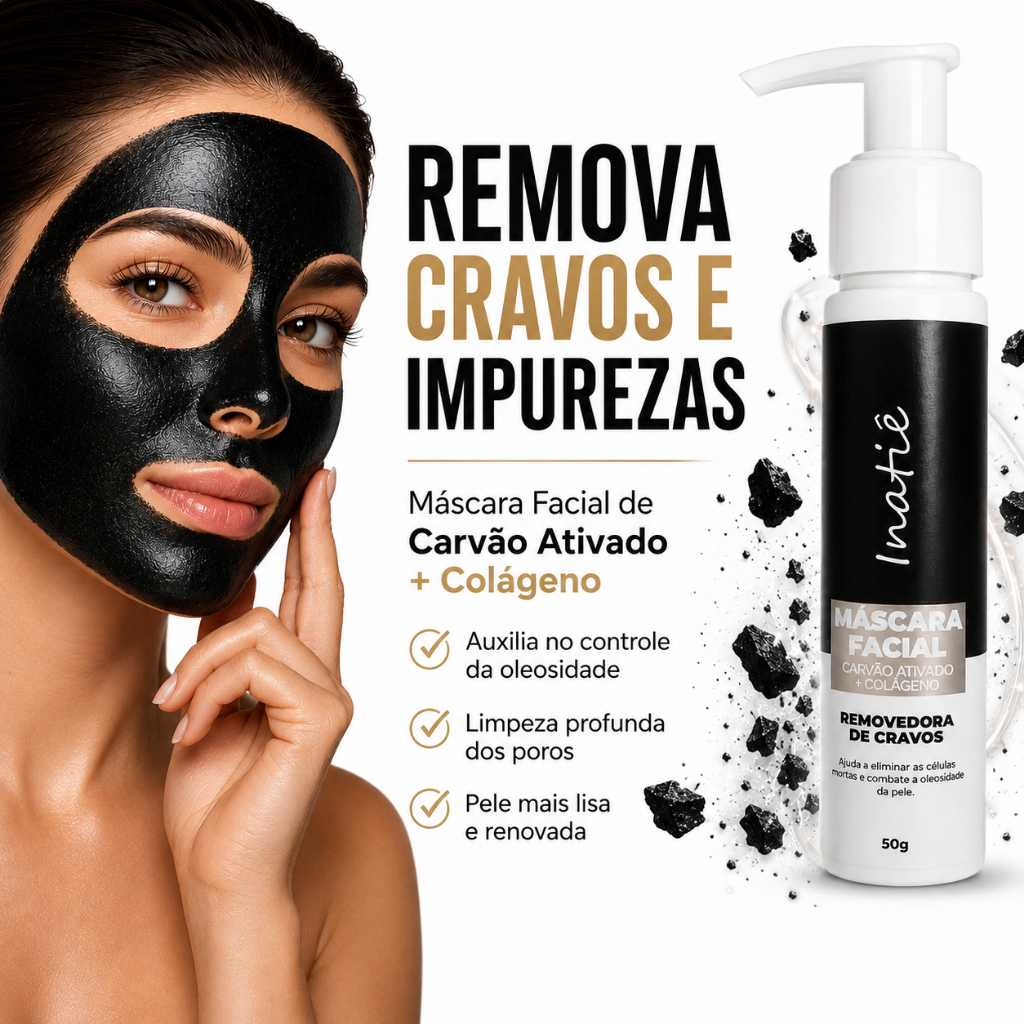 Máscara Facial Black Carvão Ativado Colágeno Removedora Cravos Limpeza Poros Abertos Peel Off 50g