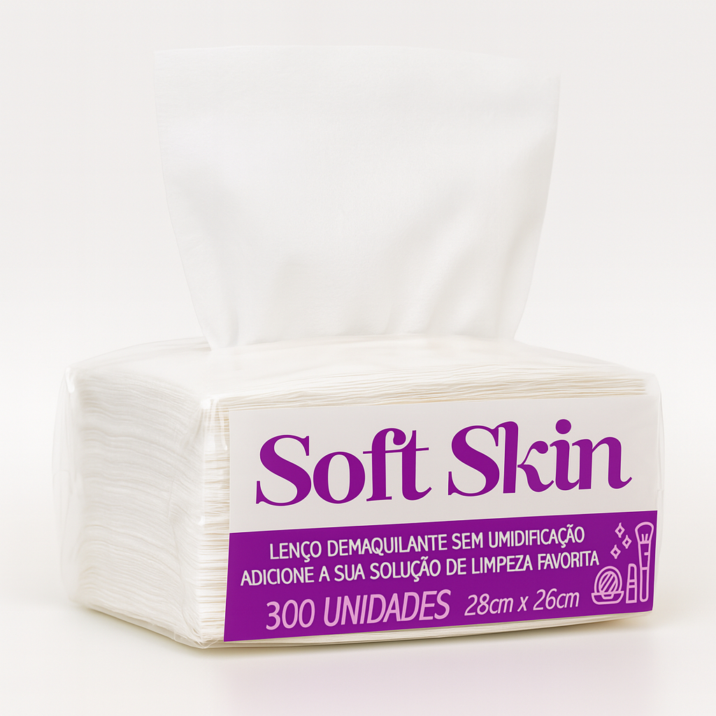 300Un Lenço Demaquilante Seco Limpeza de Pele SoftSkin Suave e Hipoalergênico