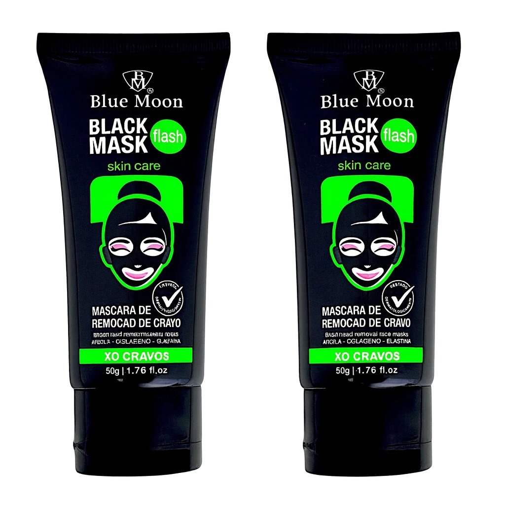 Máscara Preta Facial Blue Moon kit 1/2 pecas Removedora de Cravos, Limpeza Profunda, Controle de Oleosidade