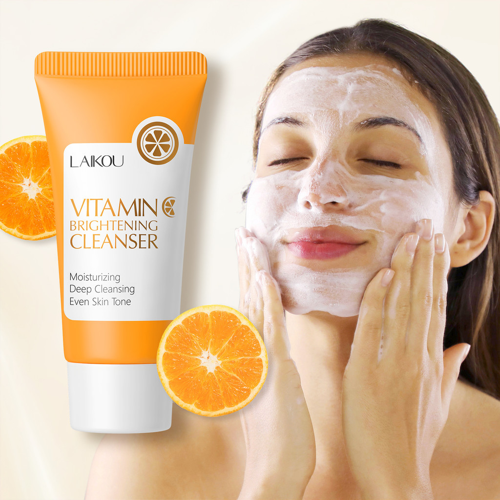 Novo LAIKOU Lavagem Facial de Vitamina C Clareadora Limpeza Profunda Removedor de Cravos Espuma 50g