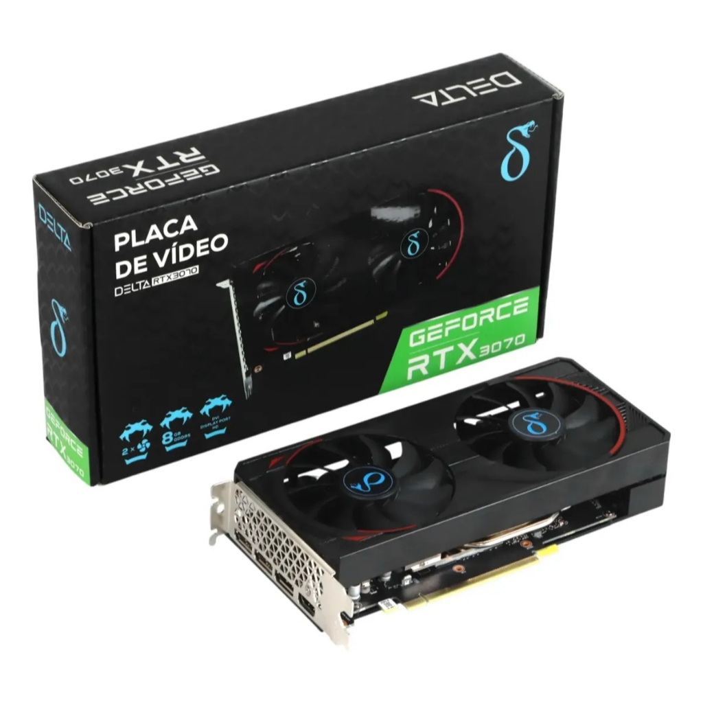 Placa de Vídeo RTX 3070 8GB GDDR6 256 Bits PCI Express 4.0 Dual Fan HDMI DisplayPort 4K 8K Nvidia
