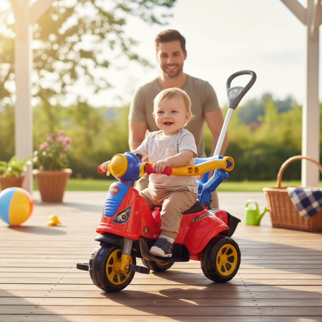 Triciclo Infantil avespa Maral Empurrar Pedal 1 a 3 Anos Bebê Passeio Vermelho Amarelo spider