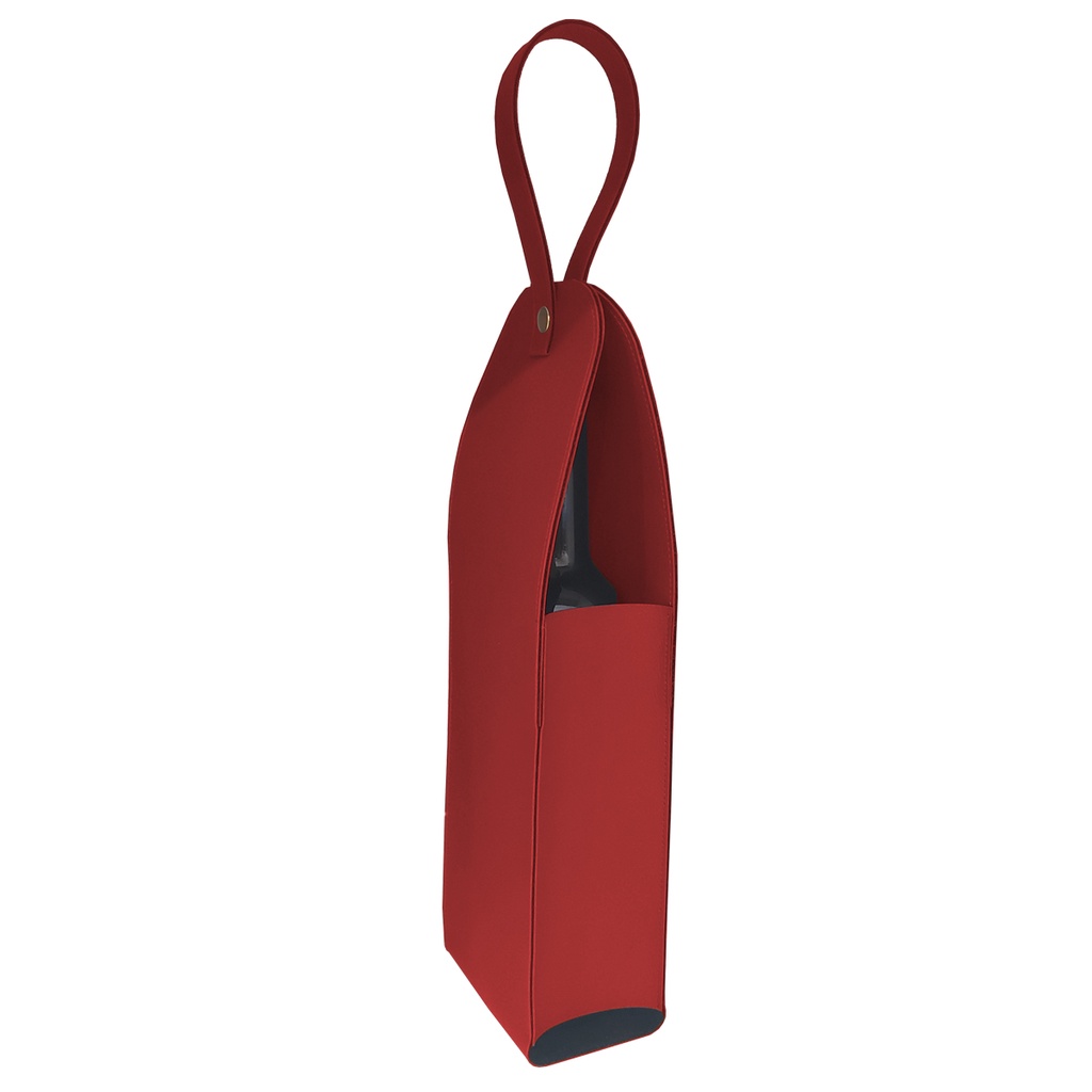 Bolsa Porta Vinho em Couro Sintético Vermelho Com Alça