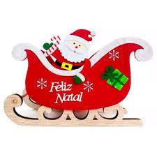 Enfeite De Natal Treno Feliz Natal Papai Noel Feltro 23x16cm - Vermelho