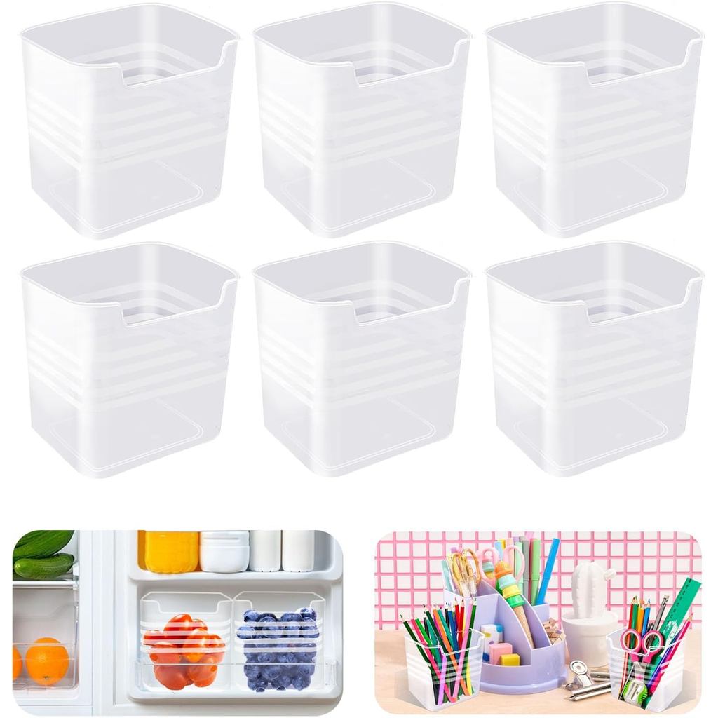 Szsrcywd 6 Peças de Organizadores para Refrigerador, Caixas de Armazenamento Transparentes de Plástico de 20oz para Port