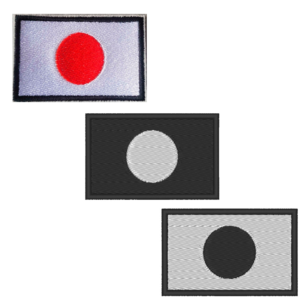 Patch Aplique Bordado Bandeira Japão Termocolante ou Velcro Farda Uniforme Kimono