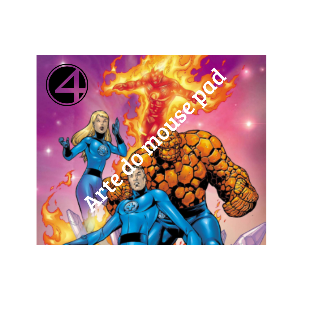Mouse Pad Quarteto Fantástico Personalizado Nome Marvel Fantastic Four Gamer Geek Presente