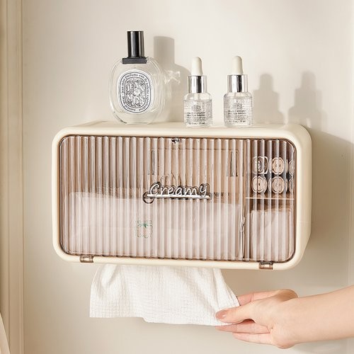 Organizador Banheiro Porta Papel Higiênico Design Compacto Creme Prático