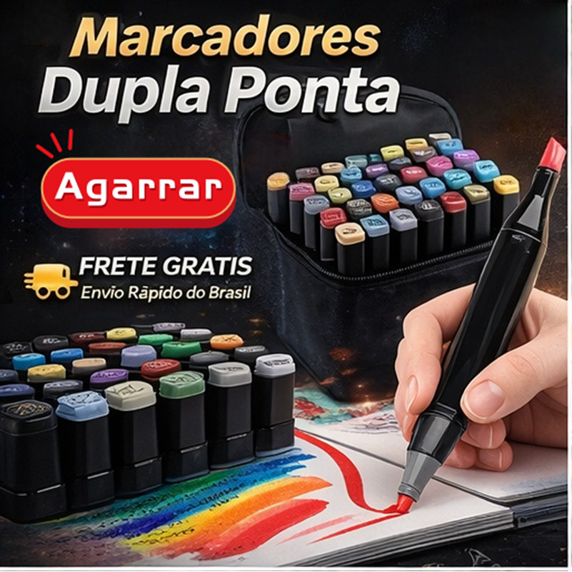 24 cores Caneta Marcador Dupla Ponta – Cores para Desenho Infantil e Escolar, Ideal para Criatividade e Arte