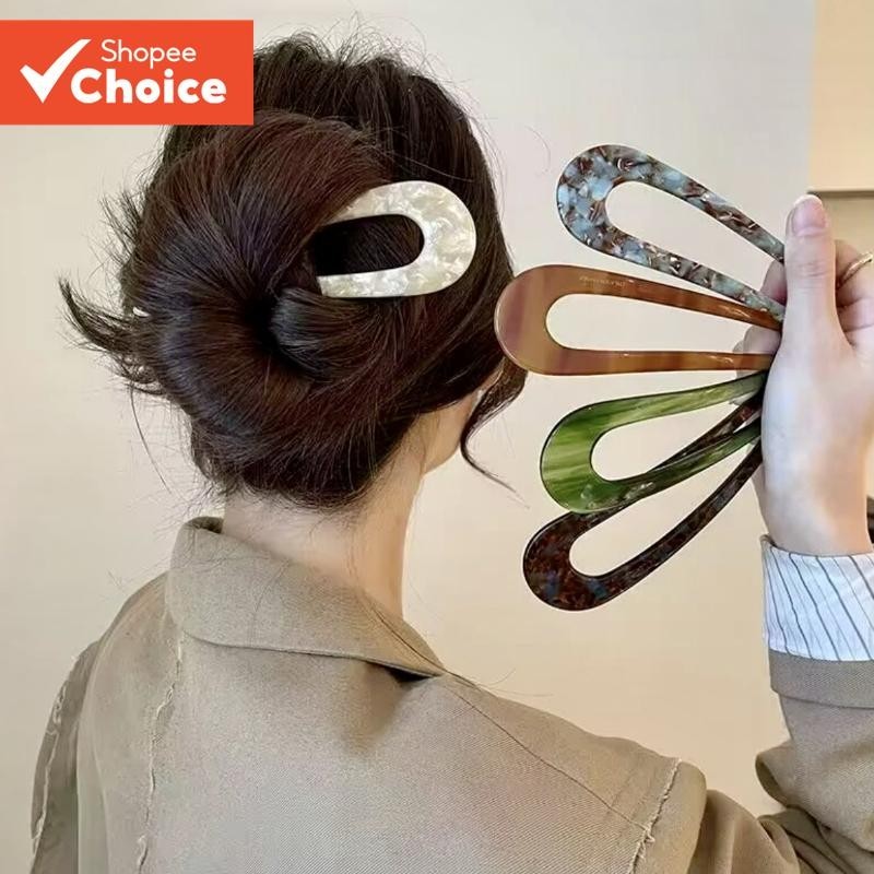 Grampos De Cabelo Em Forma De U Estilo Coreano Acrílico Multicolorido Simples Grampo Para Mulheres Acessórios