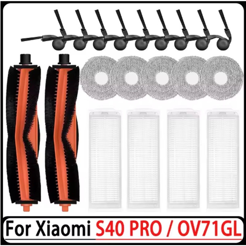 Para Xiaomi S40 Pro OV71GL Robô Aspirador De Pó Acessórios Escova Principal Lateral Filer Mop Saco Peças Reposição