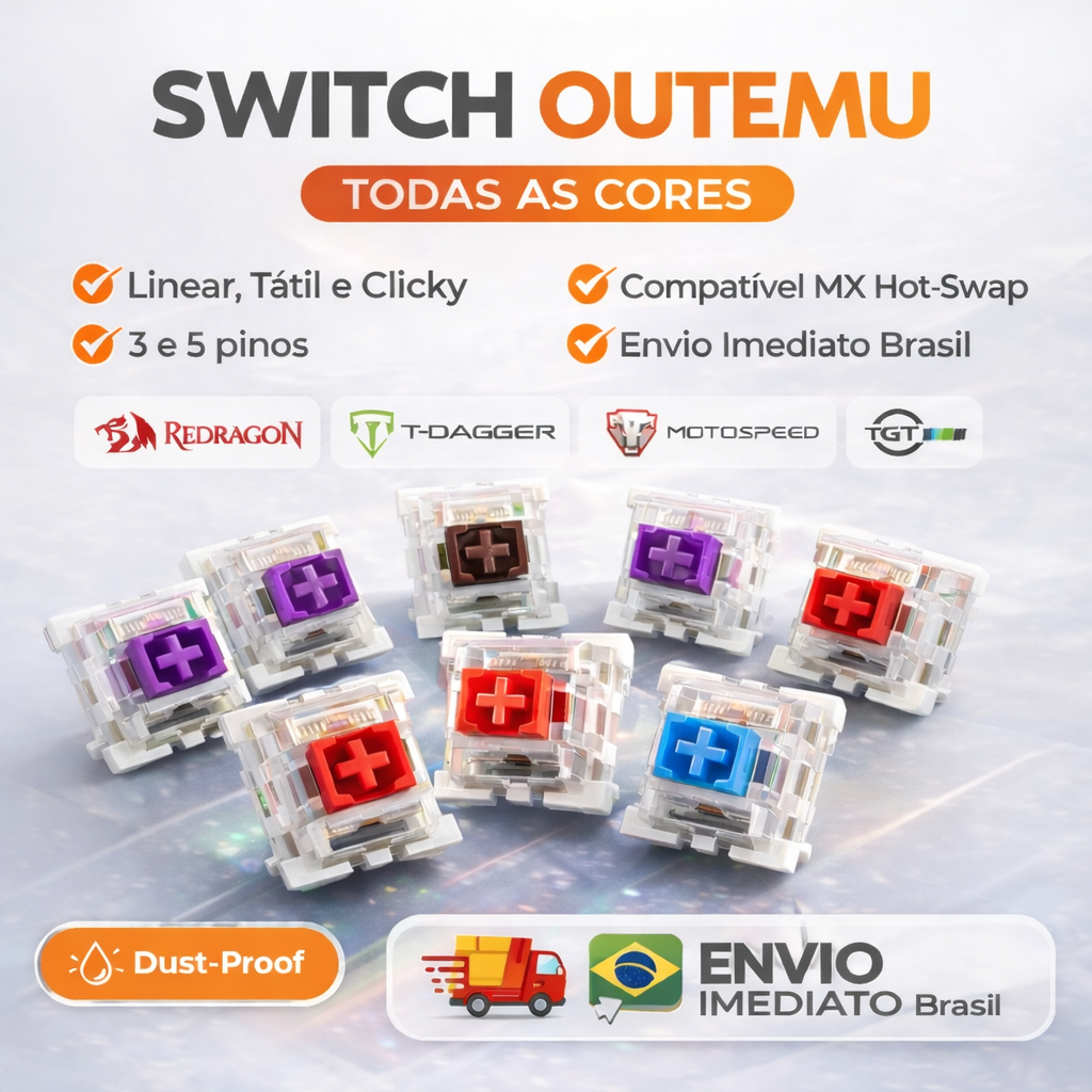 Switch Outemu Para Teclado Mecânico Diversas Cores Blue Red Brown Green Purple - Frete Grátis