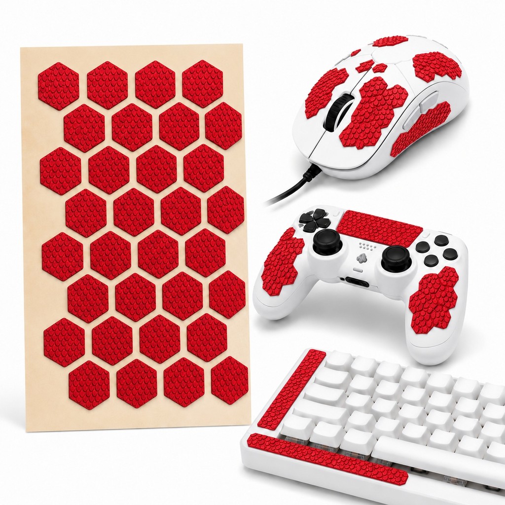 Adesivo Grip Antiderrapante p/ Mouse Controle 28Peças Red