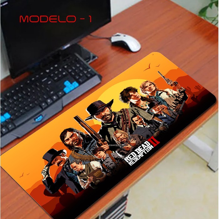 Mouse Pad Gamer Tapete Red Dead Redemption 2 Tamanho 44x25cm antiderrapante 4 modelos