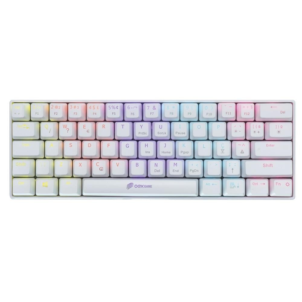 TECLADO MECANICO GAMER ZIGGY RAINBOW SWITCH OUTEMU RED OEX TC607 BRANCO