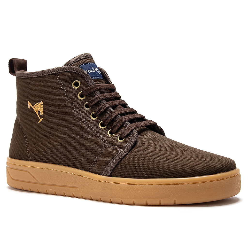 Tênis Sapatênis Polo Joy Masculino Cano Alto Bota - Café