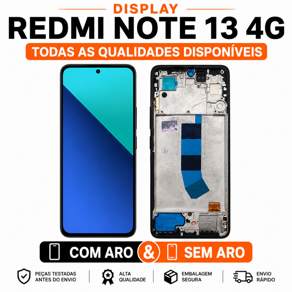Display Redmi Note 13 4G Tela Com ou Sem Aro Amoled Original/ Oled Primeira Linha/ Frontal LCD IPS