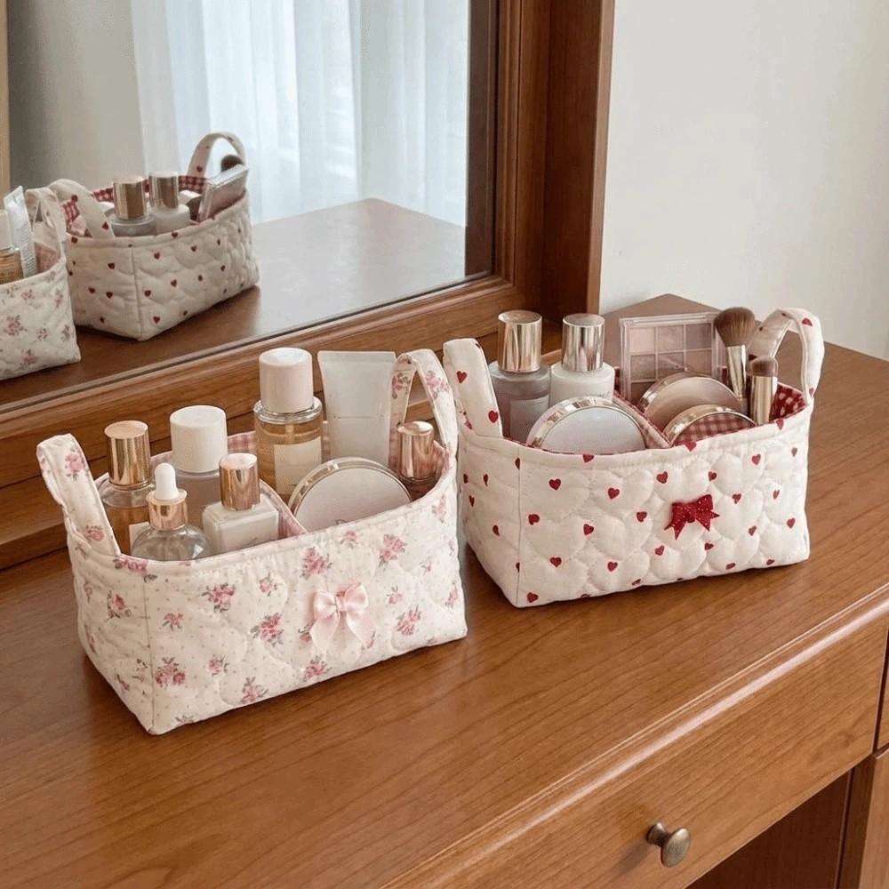 Cesta De Classificação De Algodão De Flores , Armazenamento Acolchoada Pequena Que Economiza Espaço Dobrável , Com Divis