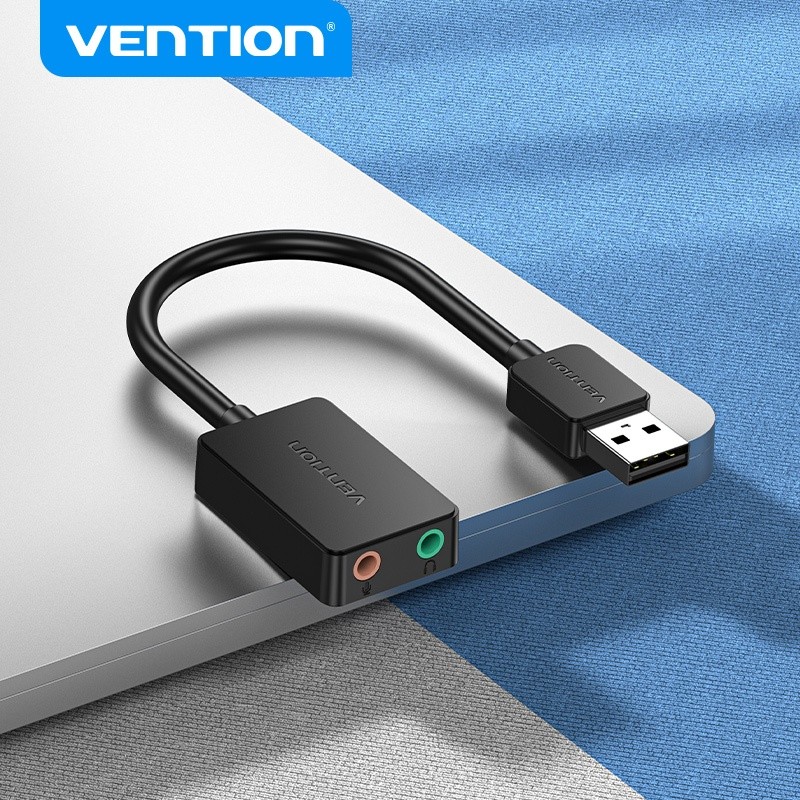 Vention USB Para Fone De Ouvido Microfone Porta Dupla Placa De Som Externa 48K/16bit