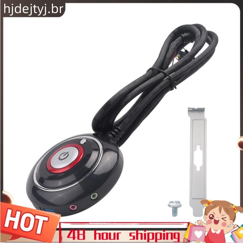 Botão Interruptor De Computador De Mesa Com Portas USB Duplas E Externo De Áudio Para PC Cabo De 165 Cm