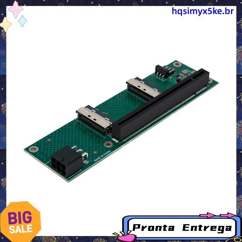 Placa Adaptadora PCIe 5.0 X16 De Porta Dupla MCIO-8i DC-Fonte De Alimentação Step-Down Para Expansão Externa De GPU Únic
