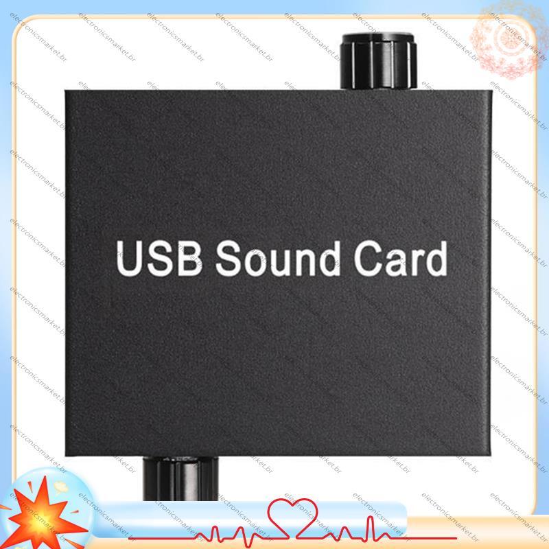 [Em Vendas E] Placa De Som USB Externa Para Laptop Com Suporte Entrada De 3.5 Mm Type C Porta De Carregamento Microfone