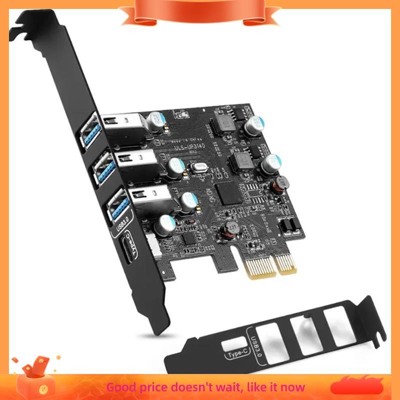 Para Computador PCIE USB 3.0 3 Portas + Tipo-C 1 Porta Placa De Expansão Sem Adaptador De Fonte De Alimentação Externa C