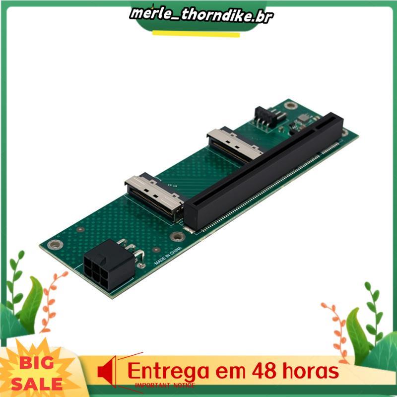 Placa Adaptadora PCIe 5.0 X16 De Porta Dupla MCIO-8i DC-Fonte De Alimentação Step-Down Para Expansão Externa De GPU Únic