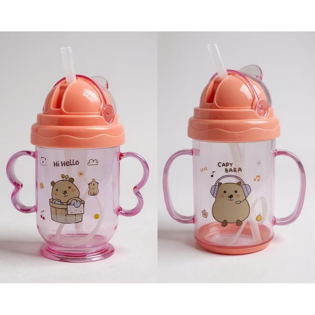 Garrafa De Água Copo para Bebe Com Tampa e Canudo stico 350ML