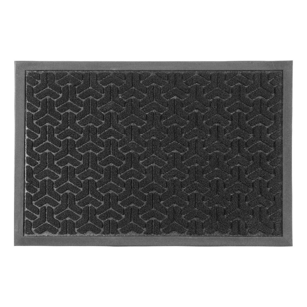2x Tapete Absorvente Comercial Seca Pés Preto Geométrico