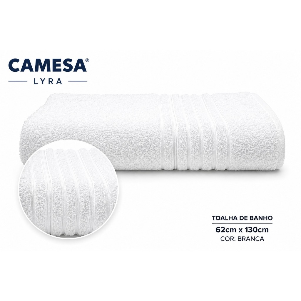 TOALHA ALGODAO BANHO 62X130 BRANCO - SECA RAPIDO CAMESA - indicada uso comercial