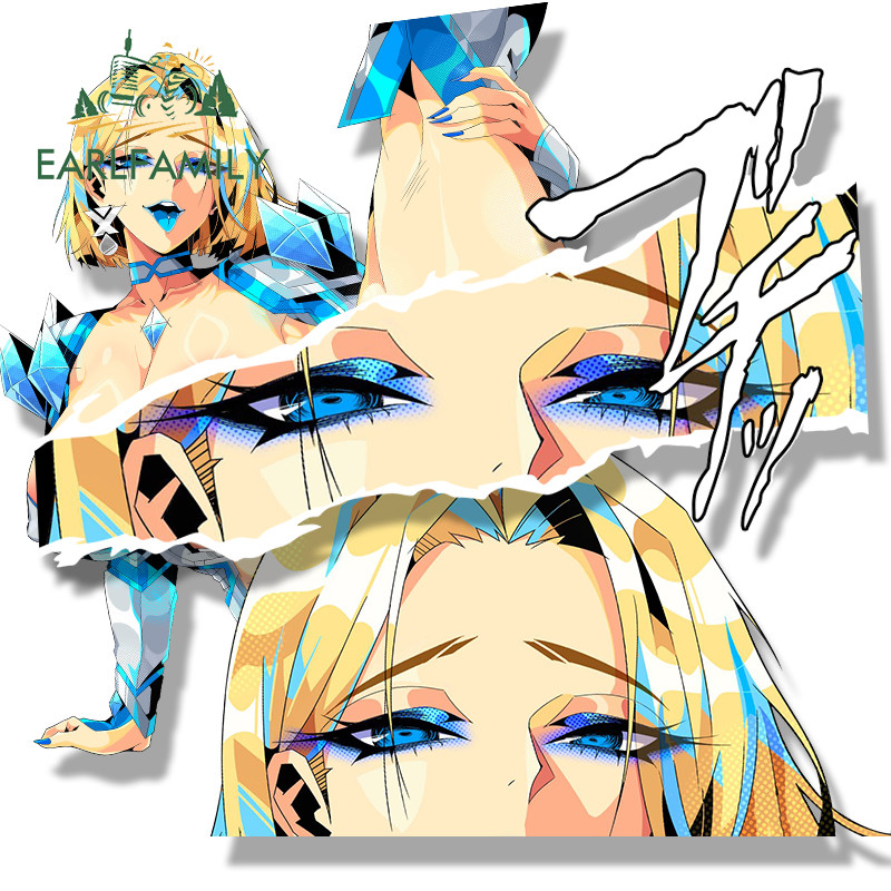 EARLFAMILY Senpai Emma Frost Fanart Adesivo De Carro Chibi Decalque De Cabeça Grande JDM Cartoon Peek Girl Graffiti Slap