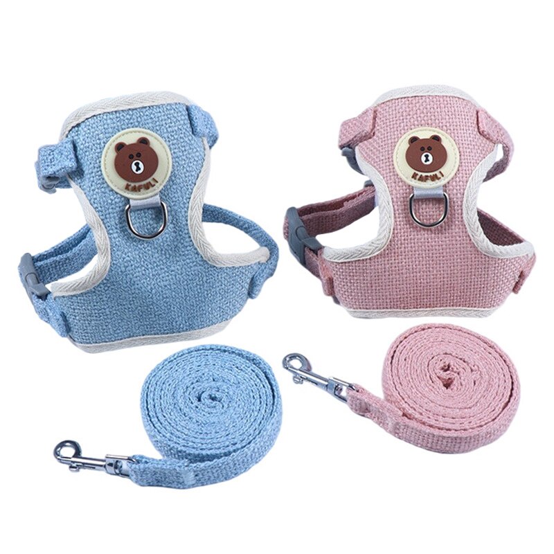 Mistura De Linho Arnês Gato Verão Pet Harness Para Cão Pequeno Coelho Porquinho Da Índia Andando Chumbo Strap .