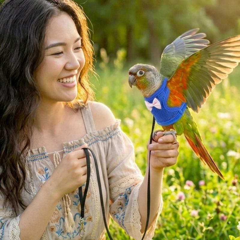 Safe Comfortable Bird Harness Vest Leash Flight Suit For Parrots Secure Outdoor