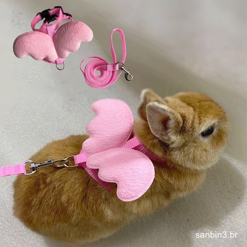 Bonito Coelho Ferrots Cat Harness Com Asas De Anjo Andando Pet Leash Para Animais De Pequeno Porte Totoro Guinea Pig