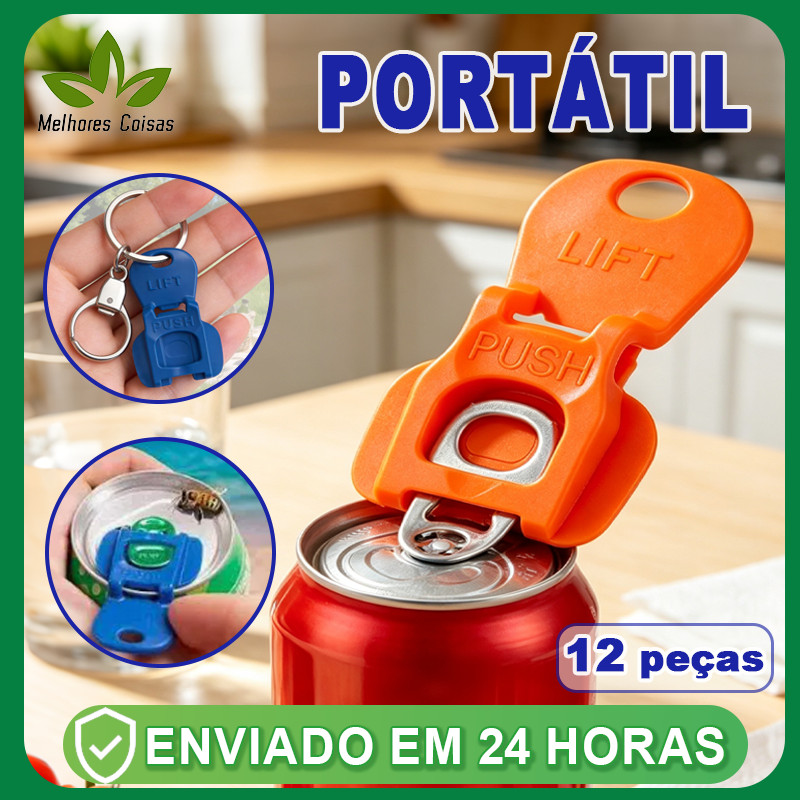 Kit 12 Abridor de Latas Beverage Lids - Reusable Works on Beer Soda & Aluminum Cans