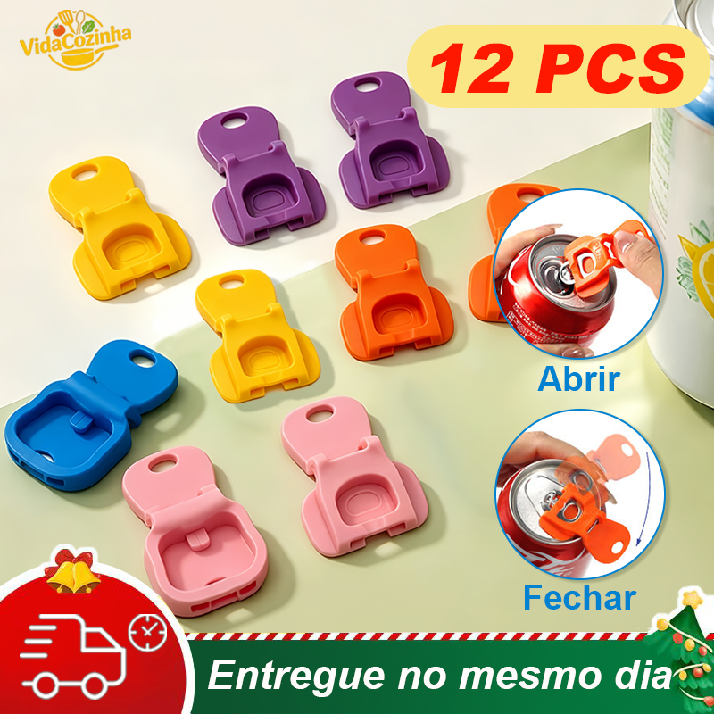 12PCS Colored Can Openers E Leak Proof Beverage Lids - Reusable Works on Beer Soda & Aluminum Cans