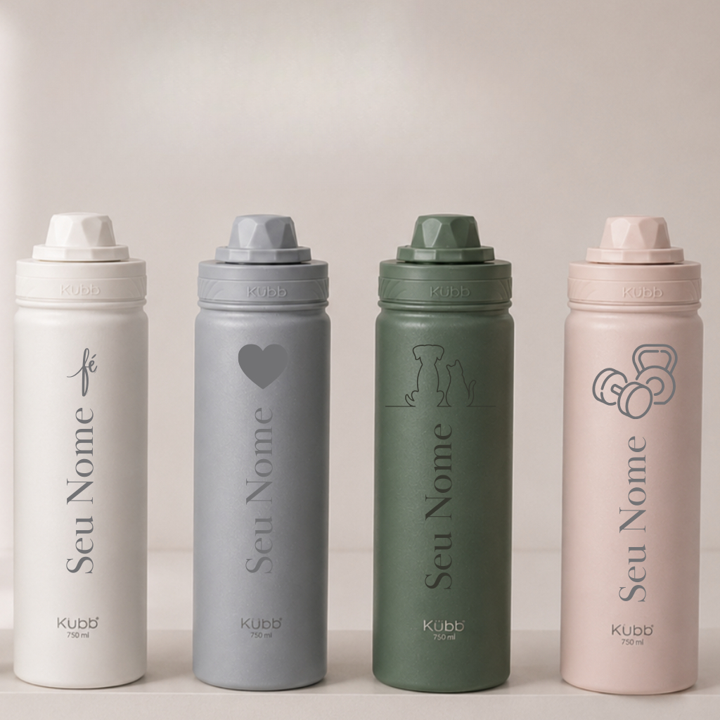 Garrafa Termica Personalizada 750ml Aço Inox Academia Com Nome Parede Dupla Bebidas  Geladas/Quentes