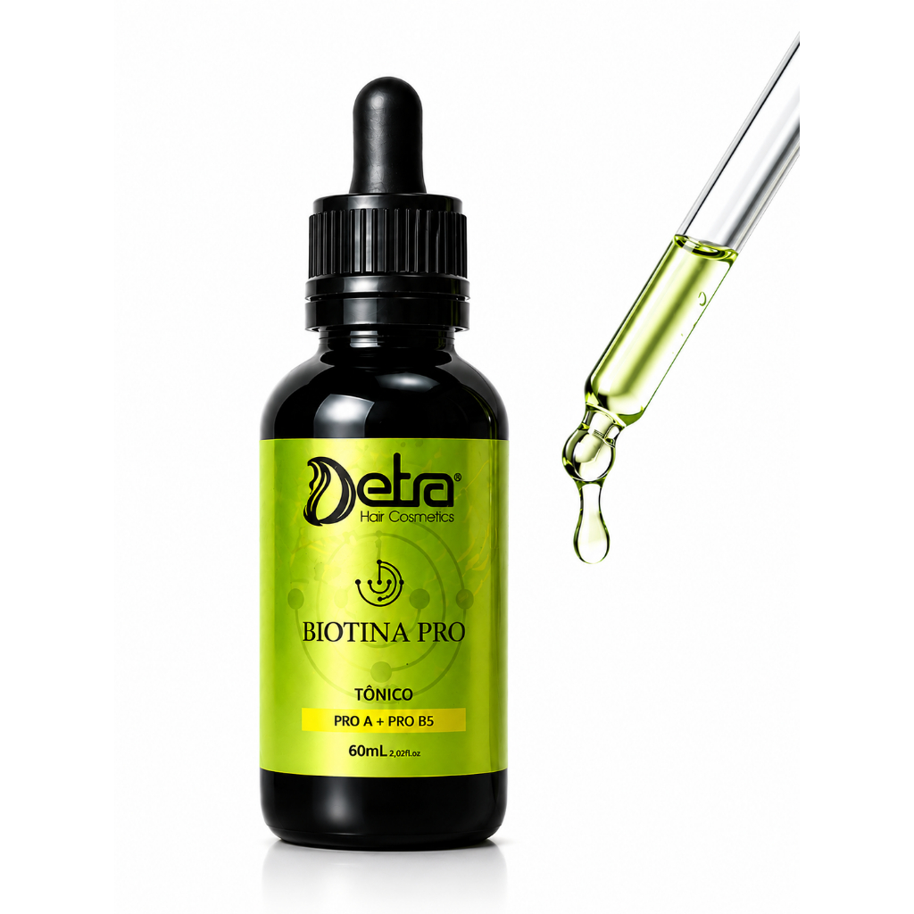 Tônico Capilar Biotina 60ml Detra Hair Cosmetics Crescimento Antiqueda e Fortalecimento
