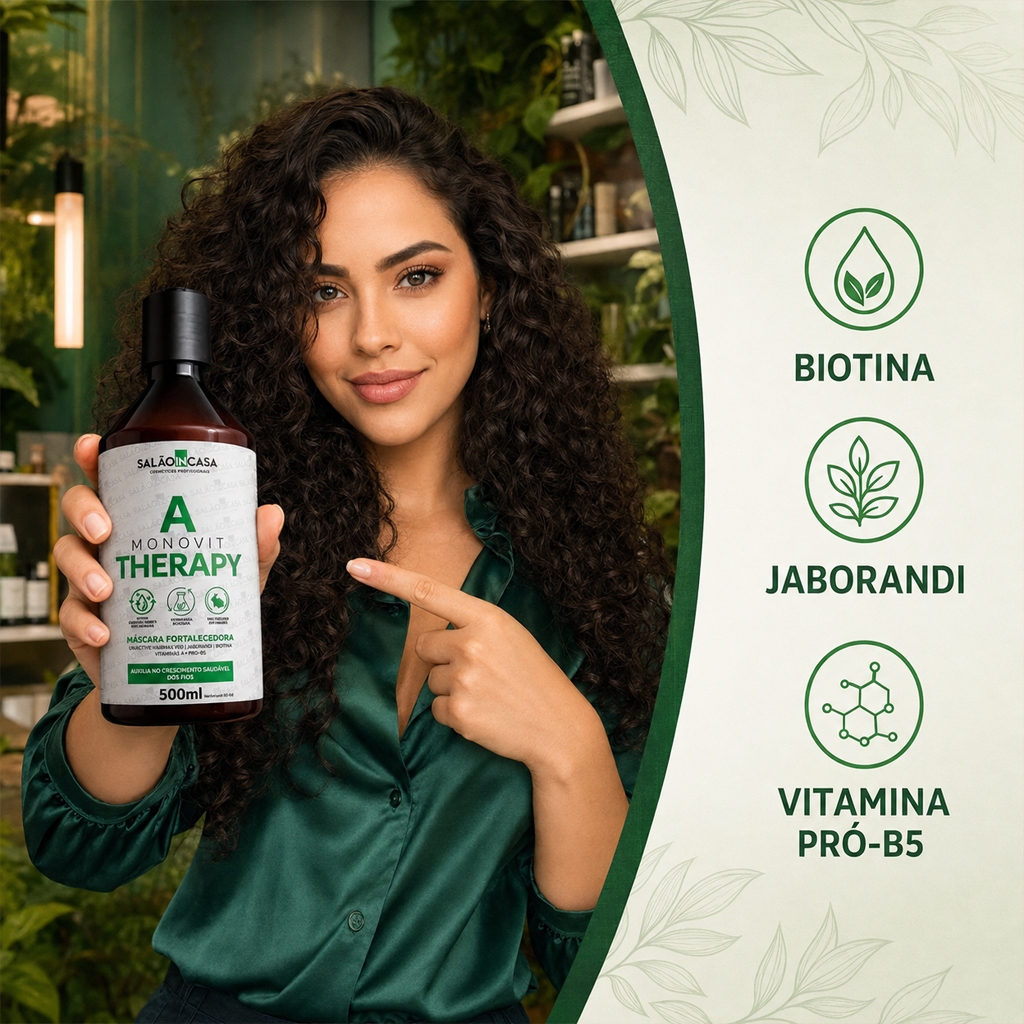 Máscara Capilar Monovit Therapy 500g Fortalecimento Biotina Jaborandi Pró Vitamina B5 Salão In Casa