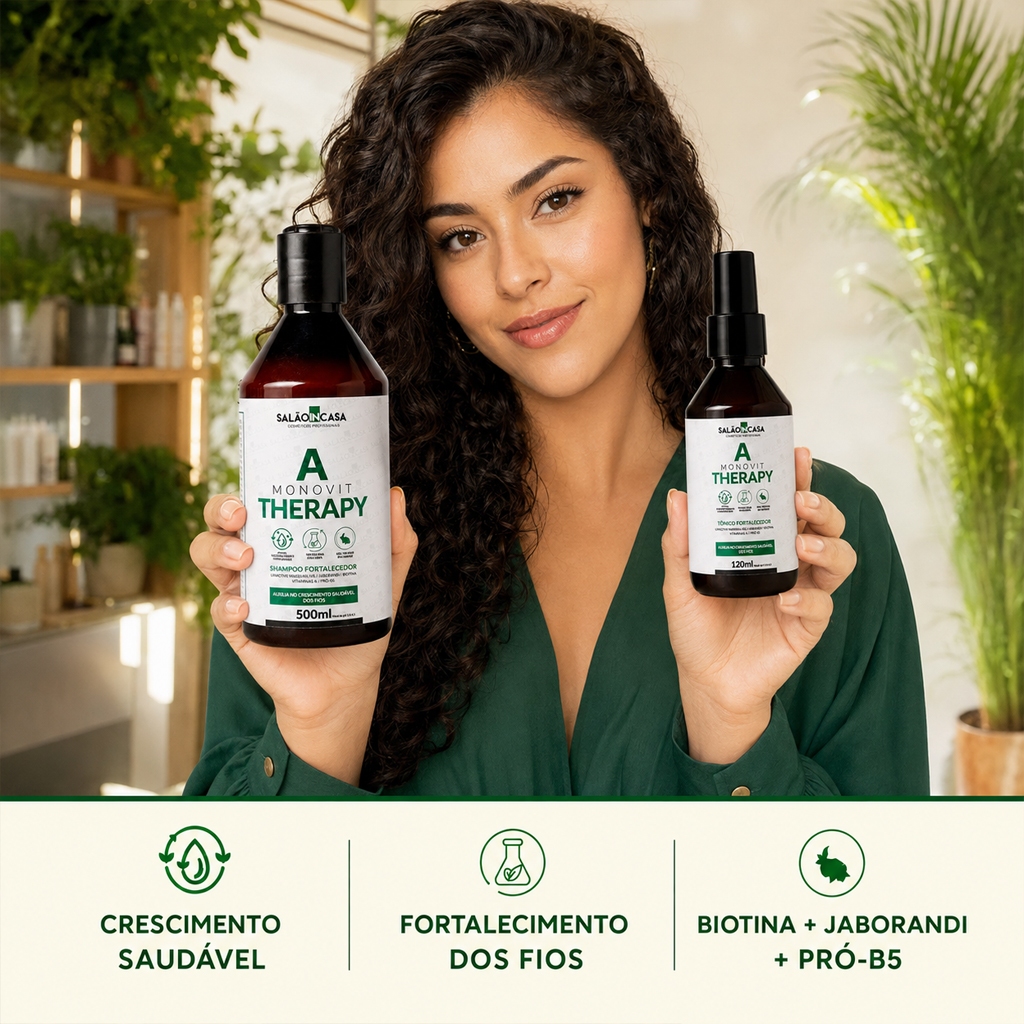 Kit Shampoo e Tônico Monovit Therapy Fortalecimento Capilar Biotina Salão In Casa