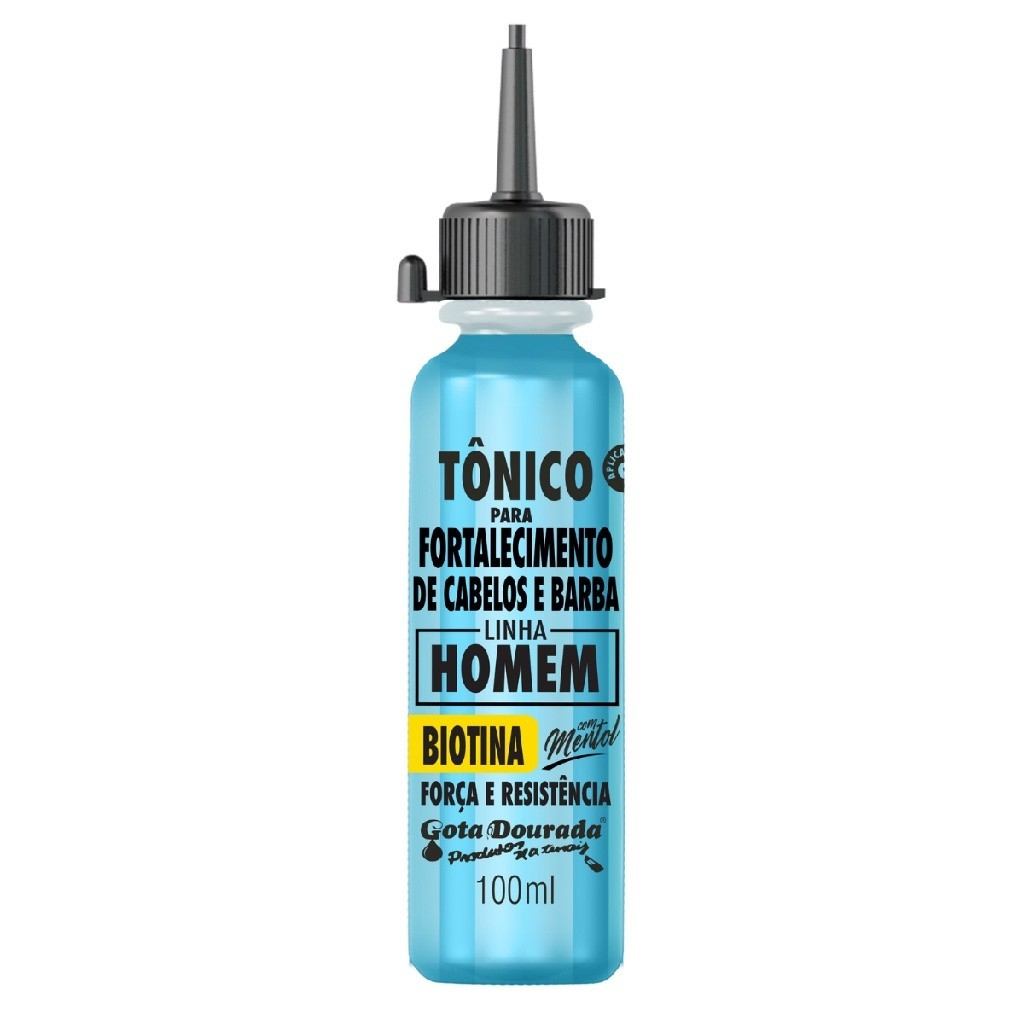 Tônico Para Fortalecimento de Cabelos e Barba Com Biotina Masculino para Homem Gota Dourada