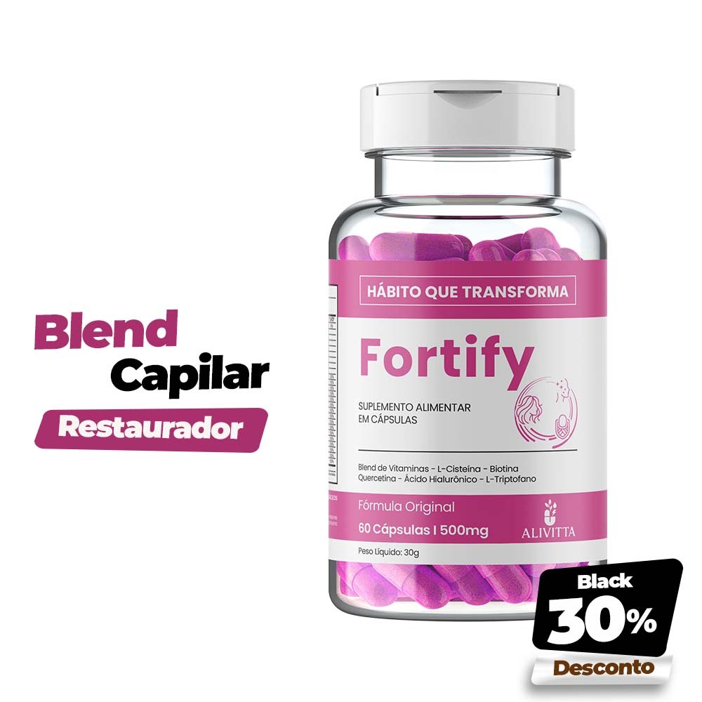 Vitamina para Cabelo Fortify Biotina Zinco Crescimento e Fortalecimento Capilar Cabelo Forte Unhas e Pele Alivitta