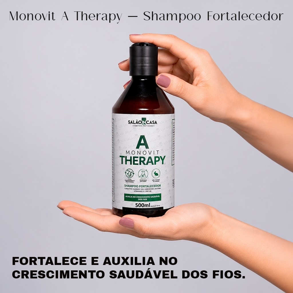 Shampoo Fortalecedor Monovit Therapy 500ml Biotina Jaborandi Para Crescimento e Fortalecimento Capilar