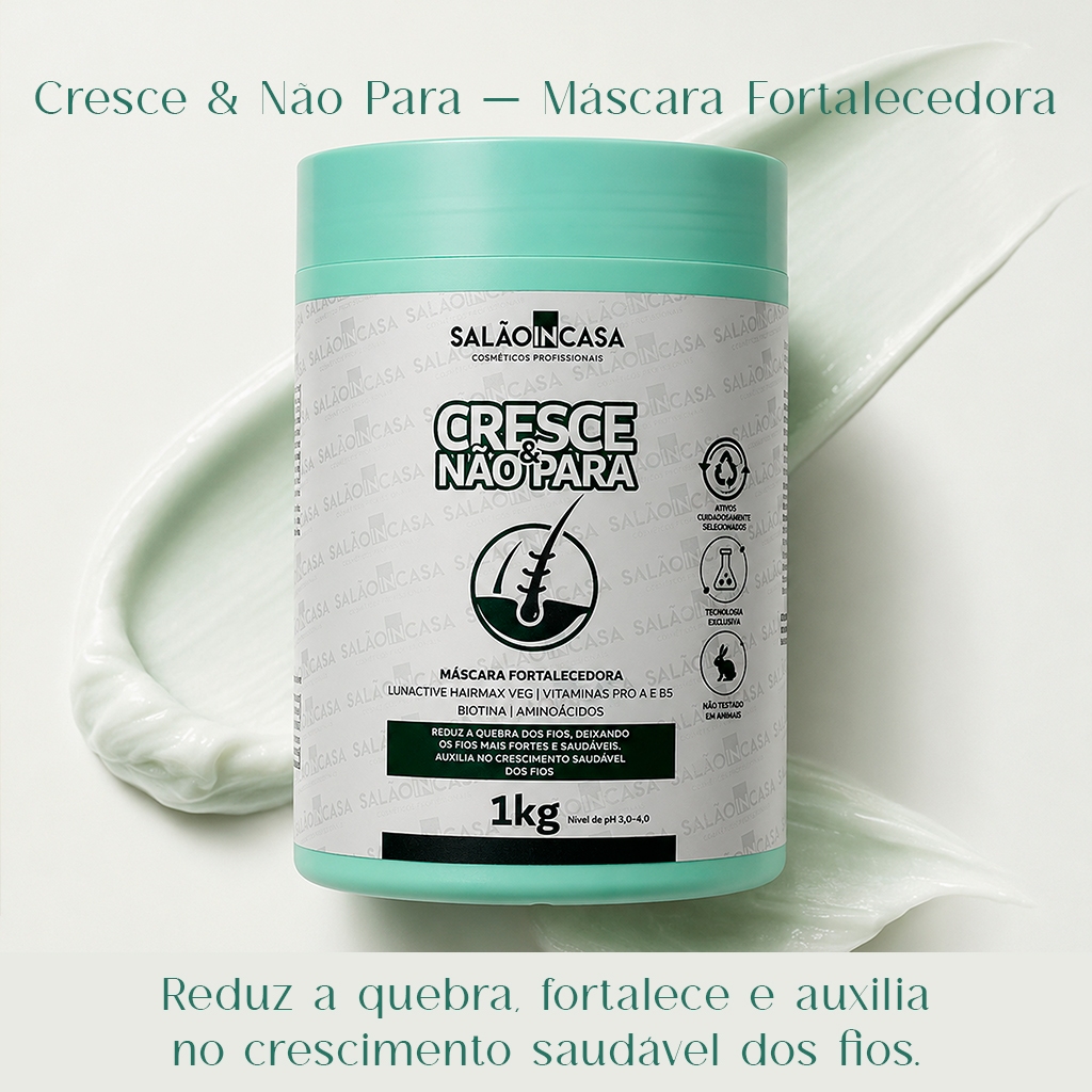 Máscara Capilar Crescimento e Fortalecimento 1kg com Biotina | Cresce & Não Para Salão In Casa