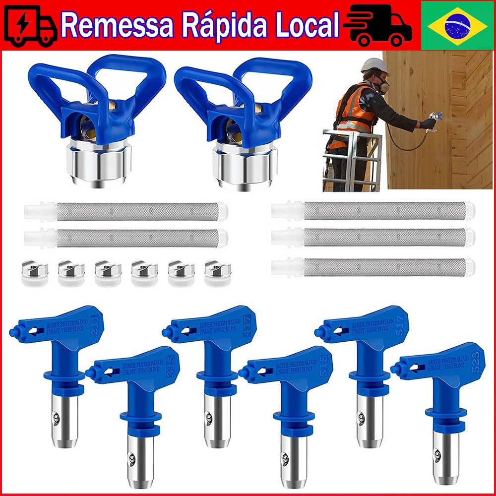 19 Peças Conjunto de Bico Pulverizador de Tinta Sem Ar Com Pontas Azuis de para Necessidades Versáteis de Pintura