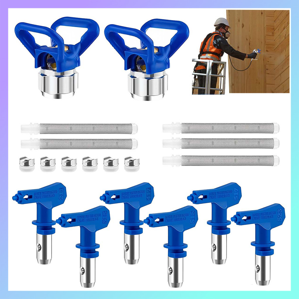 19 Peças Conjunto de Bico Pulverizador de Tinta Sem Ar Com Pontas Azuis de para Necessidades Versáteis de Pintura