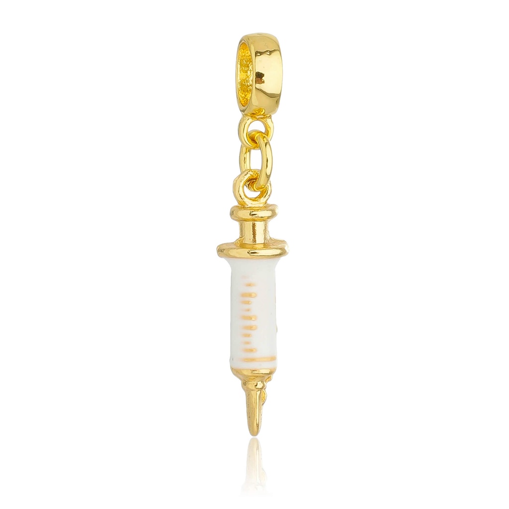 Berloque de Seringa Enfermagem Banhado a Ouro 18k